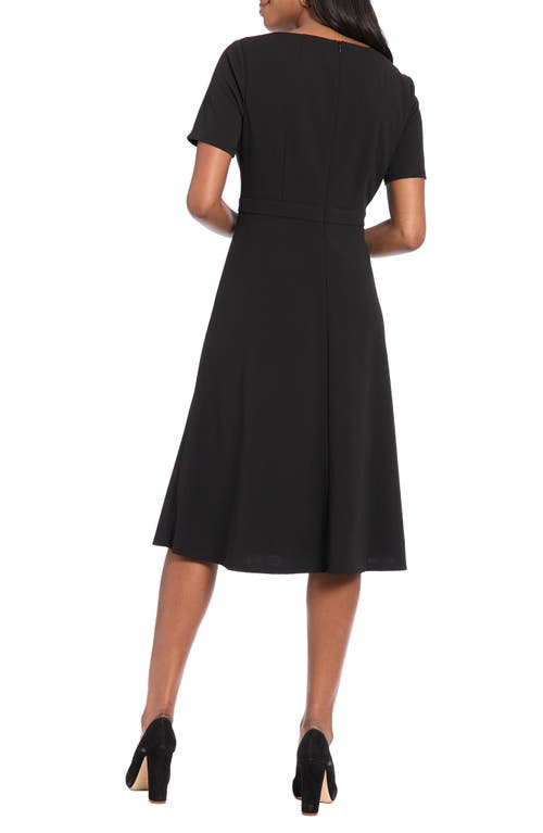 London Times Hardware Neck Fit & Flare Midi Dress In Black