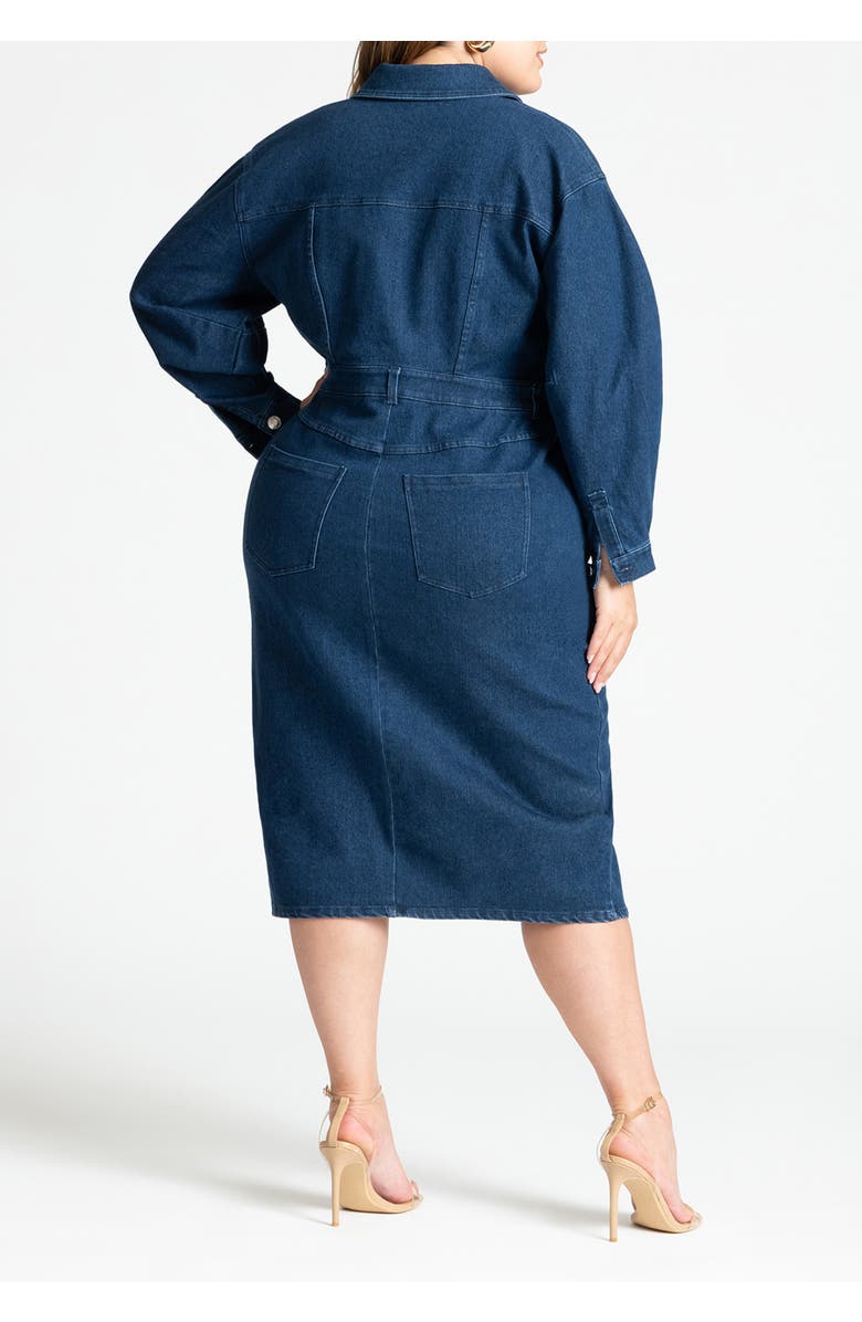 ELOQUII Oversized Denim Midi Dress, Alternate, color, Medium Wash