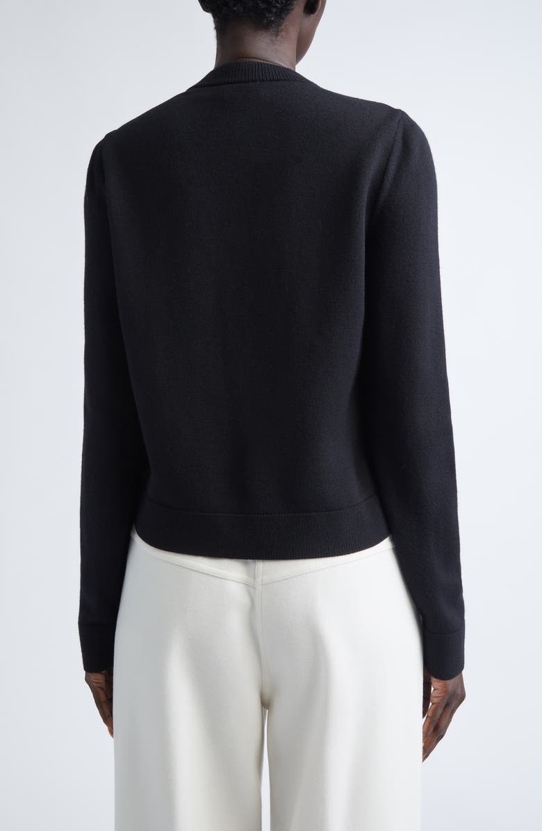 Moncler Virgin Wool Knit & Quilted Down Cardigan, Alternate, color, Black