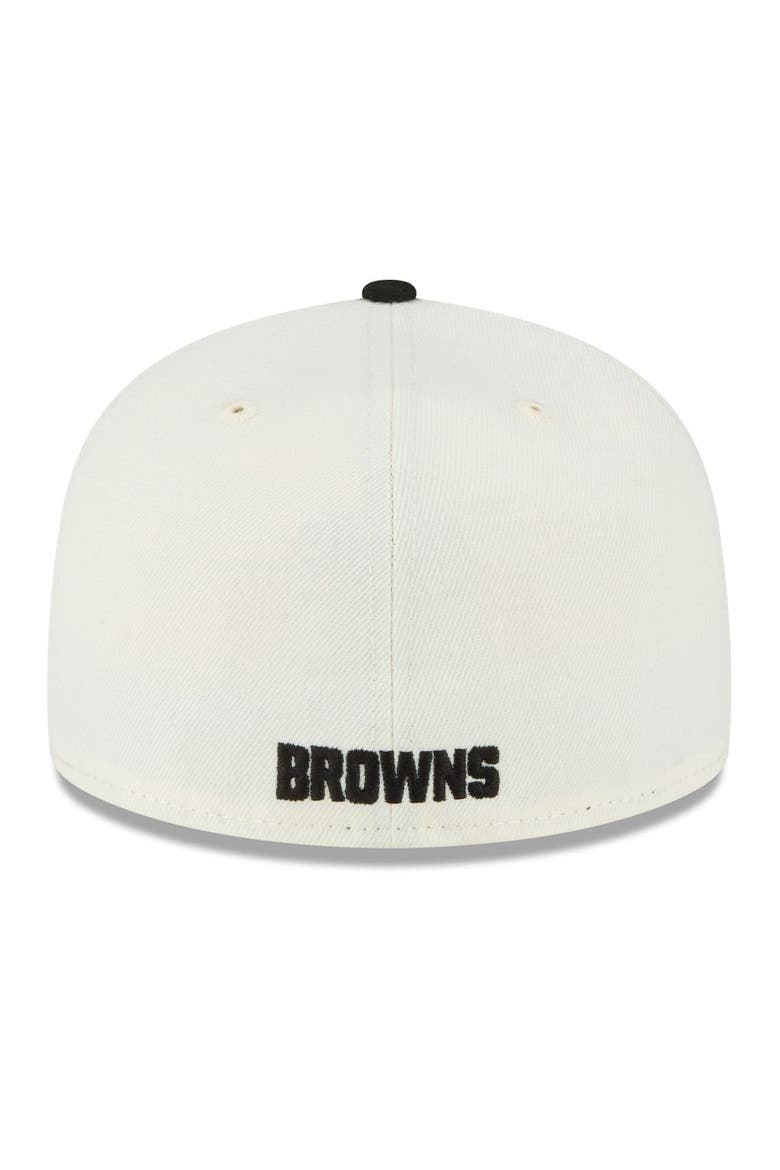 Men's New Era Cream/Black Cleveland Browns Chrome Collection 59FIFTY Fitted Hat, Alternate, color, Cream