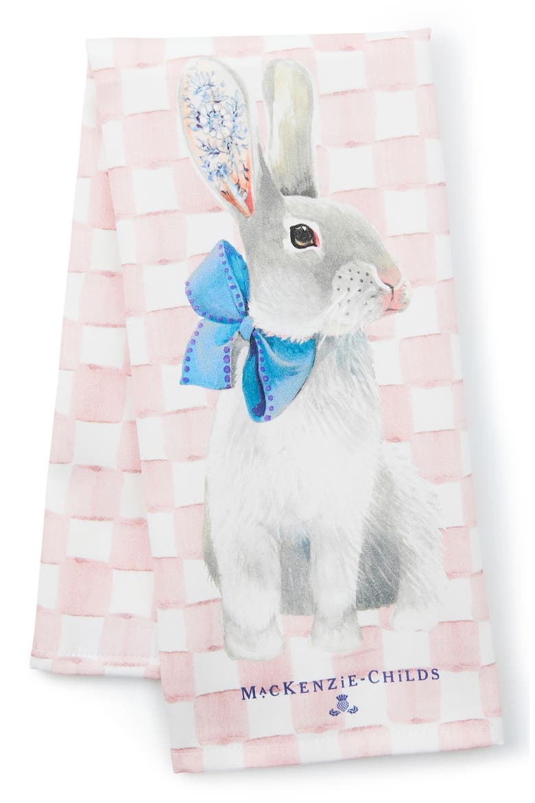 Tattoo Bunny Dish Towel, Main, color, PINK