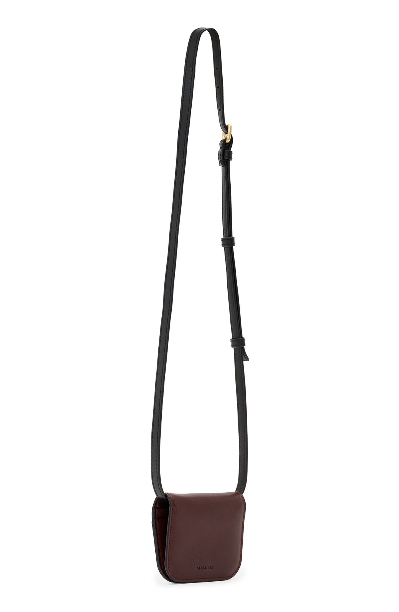 Small Maeve Leather Crossbody Card Holder, Alternate, color, DARK RED