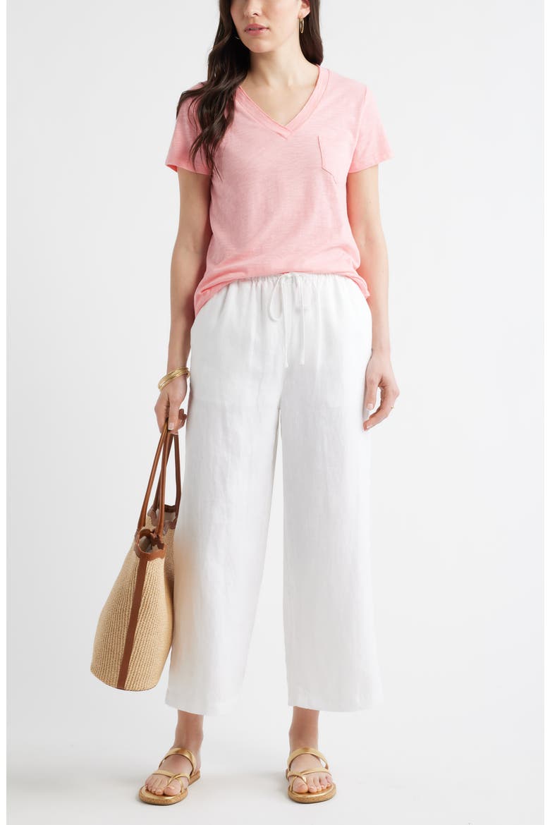 Cotton & Modal V-Neck T-Shirt, Alternate, color, PINK DIANTHUS