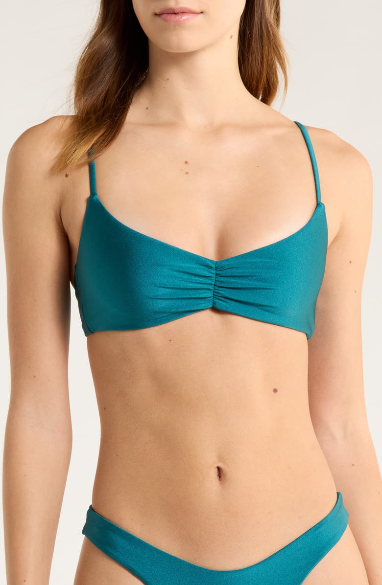 Kulani Kinis Gathered Crop Bikini Top, Main, color, Laguna Haze