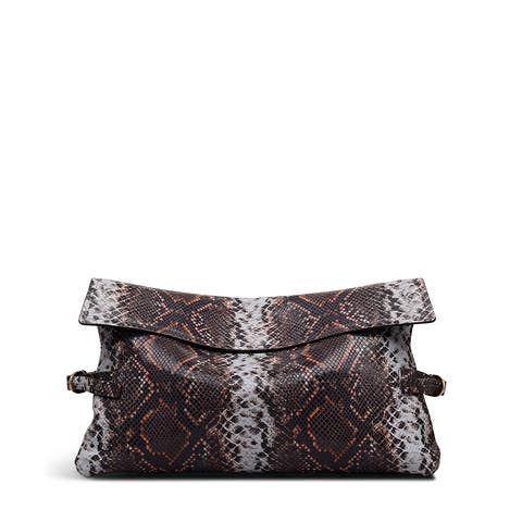 Fleet Street - Faux Snake Large Flapover Clutch