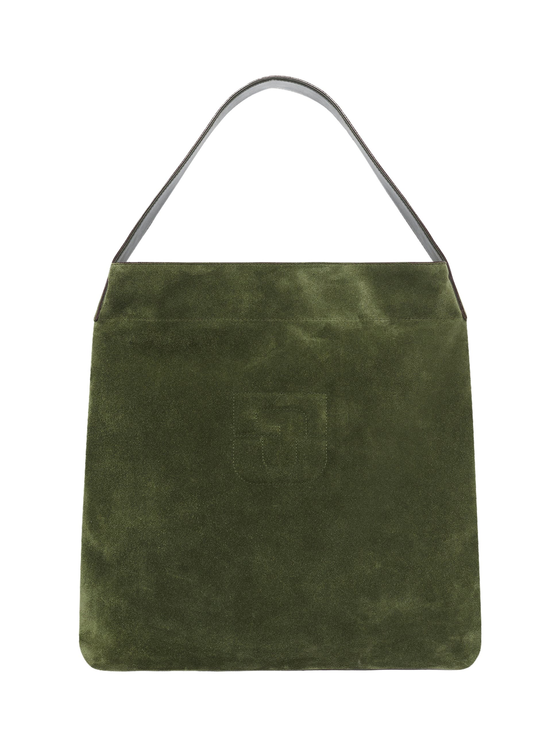 Lady Gd Suede Tote Bag, Main, color, Moss