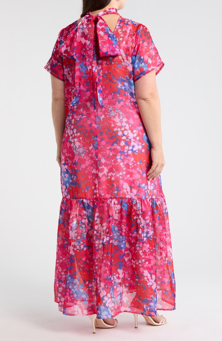 SUGARLIPS Leah Abstract Mock Neck Organza Maxi Dress, Alternate, color, Pink-Blue