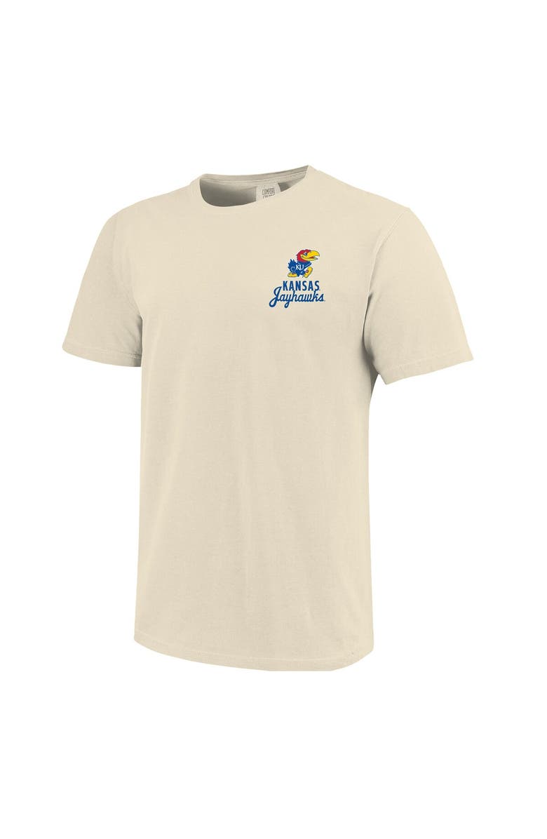 IMAGE ONE Men's Cream Kansas Jayhawks Comfort Colors Mascot Overlay T-Shirt, Alternate, color, Cream