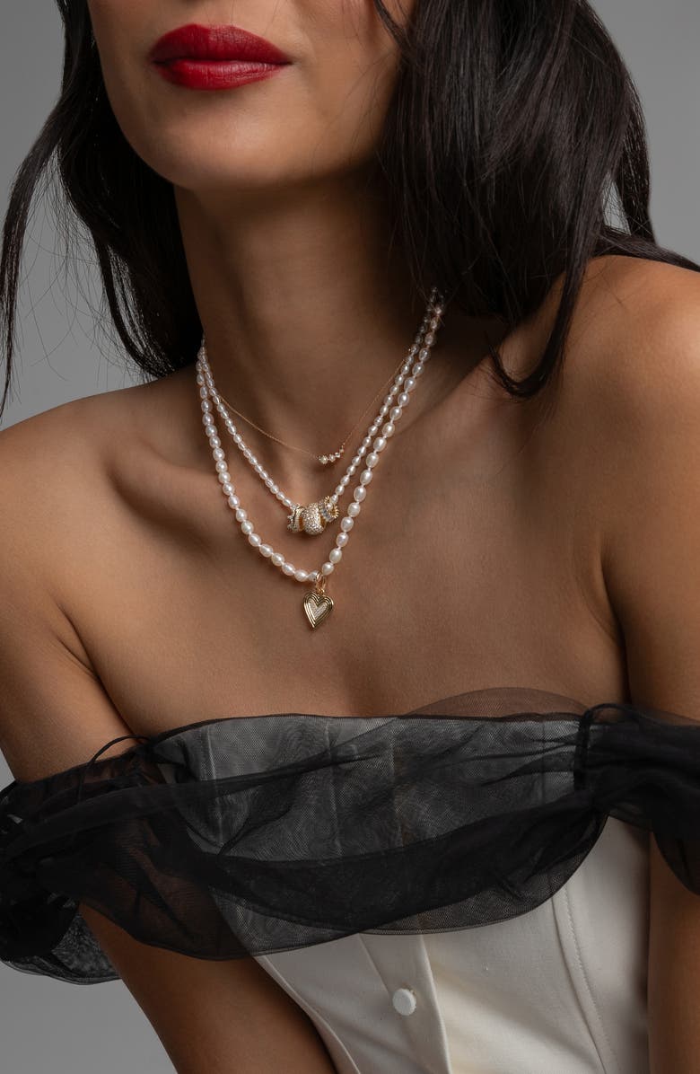 Adina Reyter Freshwater Pearl Necklace, Alternate, color, Yellow Gold