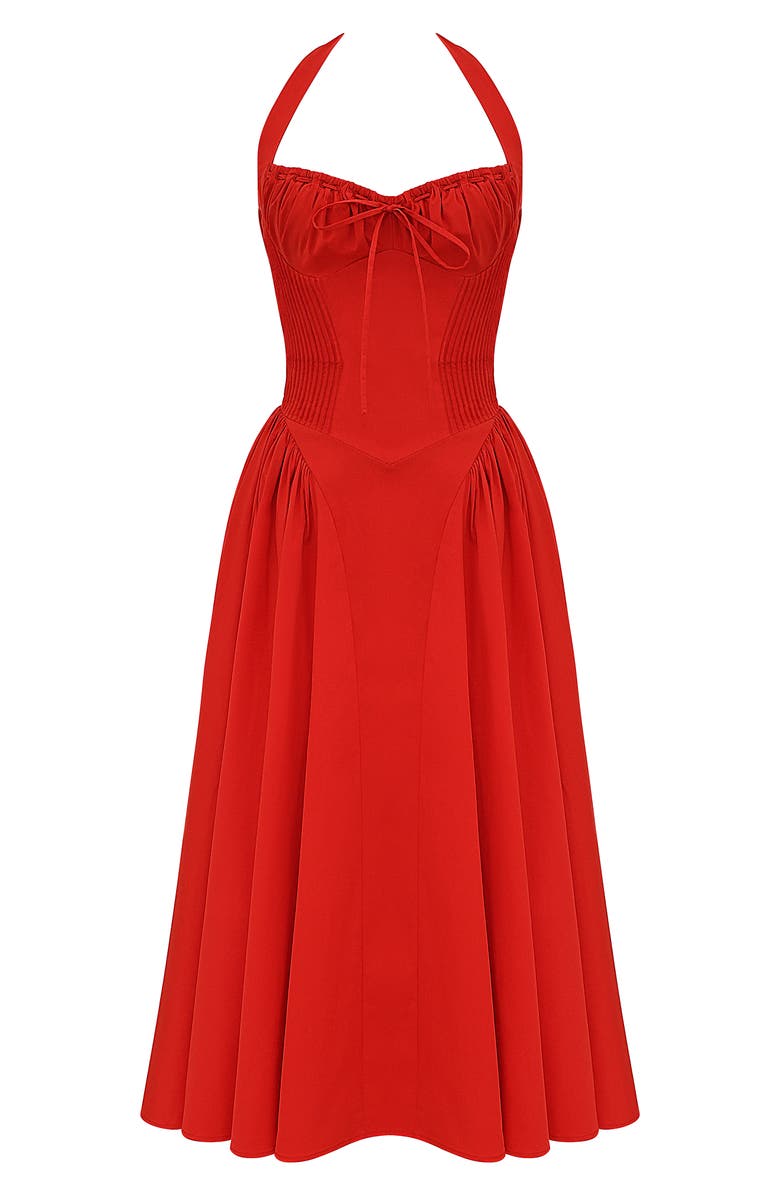 HOUSE OF CB Adabella Halter Neck Midi Dress, Alternate, color, Flame Scarlet