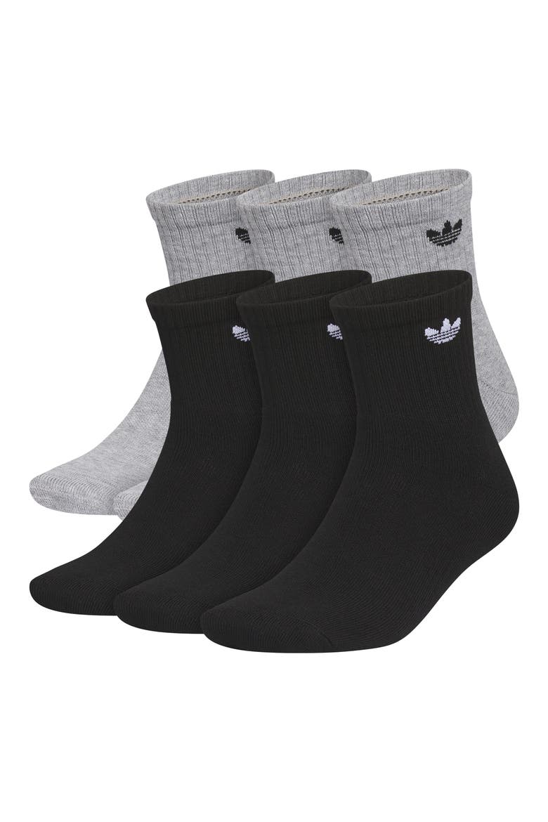 Assorted 6-Pack Trefoil 2.0 Quarter Crew Socks, Main, color, HEATHER GREY/ BLACK/ WHITE