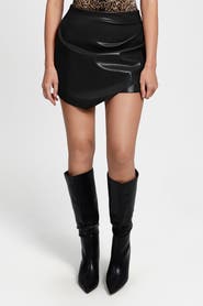 Popilush Shapewear Faux Leather High-Waisted Skort