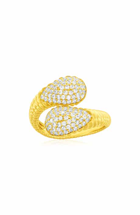 Cubic Zirconia Pavé Bypass Ring
