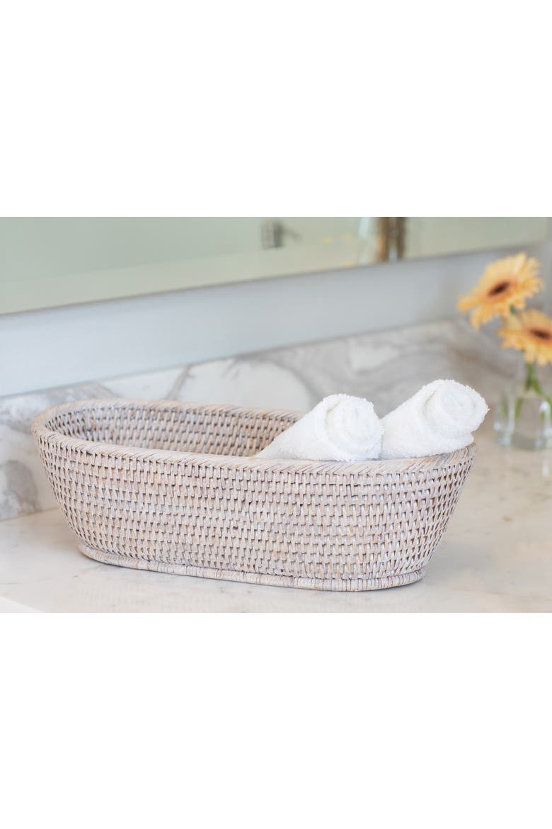 Artifacts Rattan Oval Bread Basket, Alternate, color, White Wash