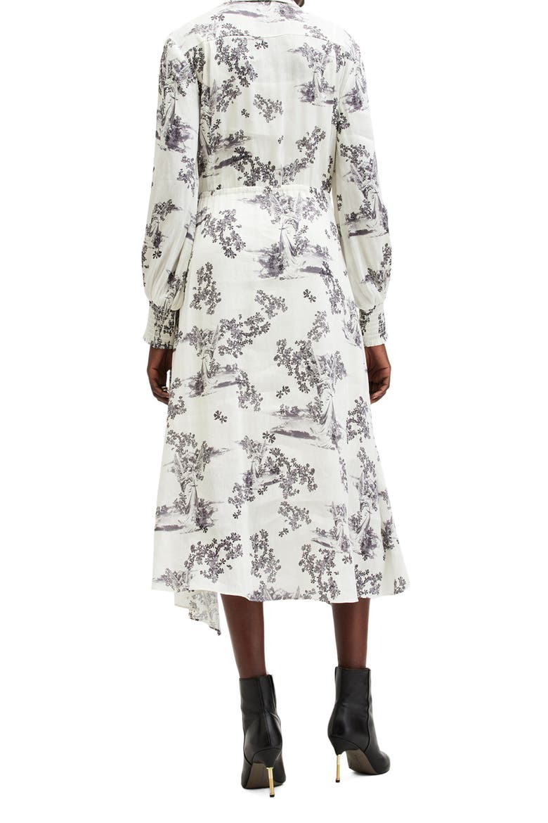 Skye Floral Long Sleeve Linen & Silk Midi Shirtdress, Alternate, color, MARIA OFF WHITE