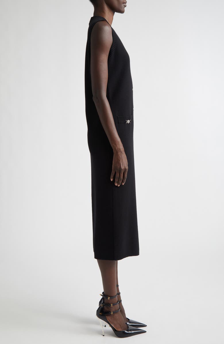 Versace Medusa Sleeveless Virgin Wool & Cashmere Sweater Dress, Alternate, color, Black