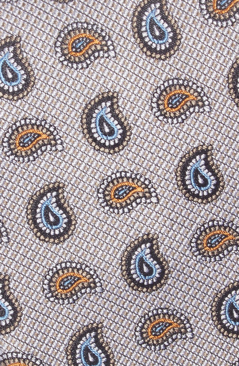 Nordstrom Paisley Silk Tie, Alternate, color, Silver