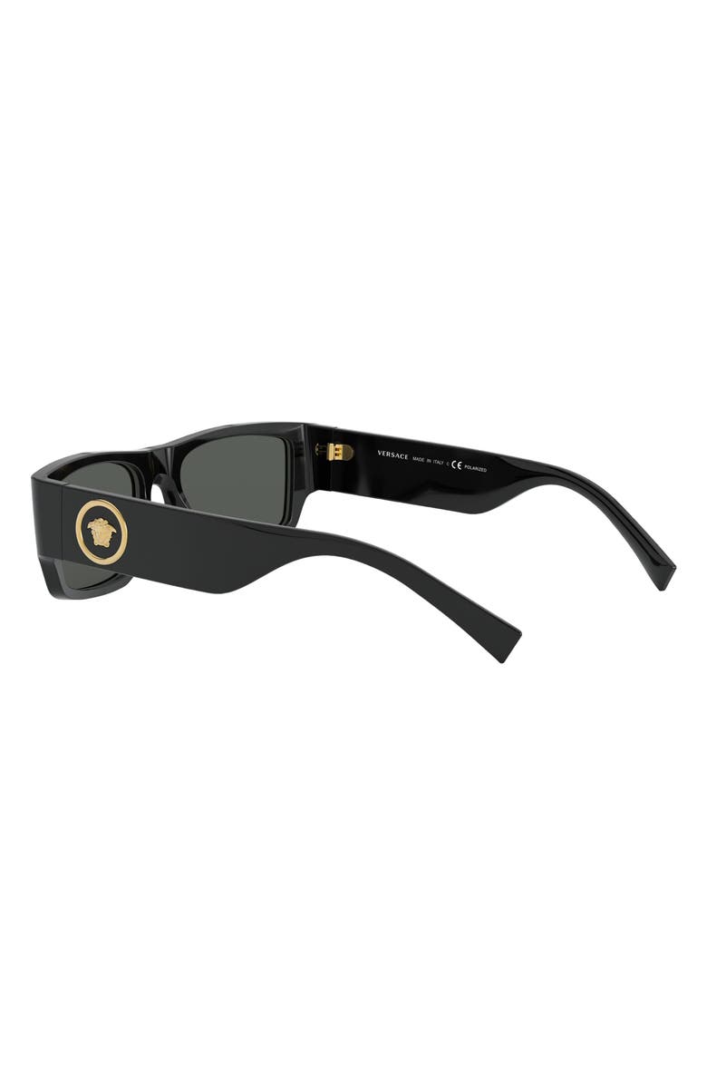 Versace 56mm Polarized Rectangular Sunglasses, Alternate, color, 