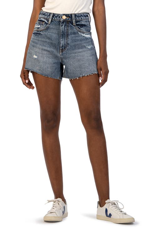 Taylor Distressed High Waist Cutoff Denim Shorts (Facilitated Blue)