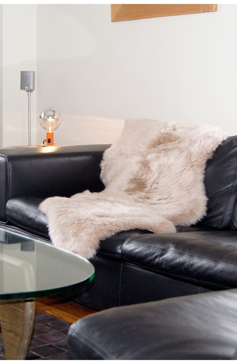 NATURAL New Zealand Genuine Sheepskin Throw, Alternate, color, Taupe