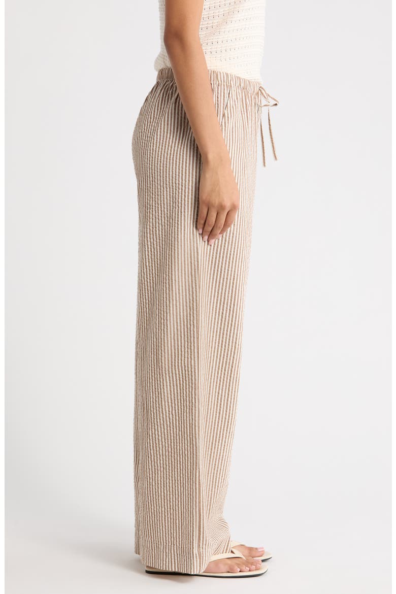 Josie Stripe Seersucker Drawstring Pants, Alternate, color, MOCHA STRIPE