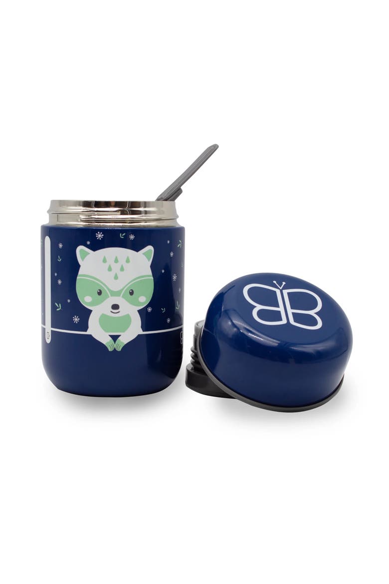 Food Thermal Food Container with Spoon, Main, color, Blue Raccoon