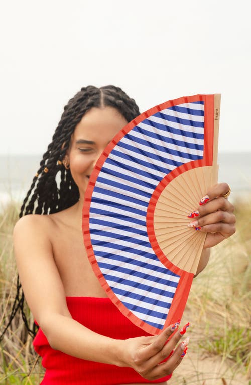 Fisura Stripe Foldable Hand Fan In Multi