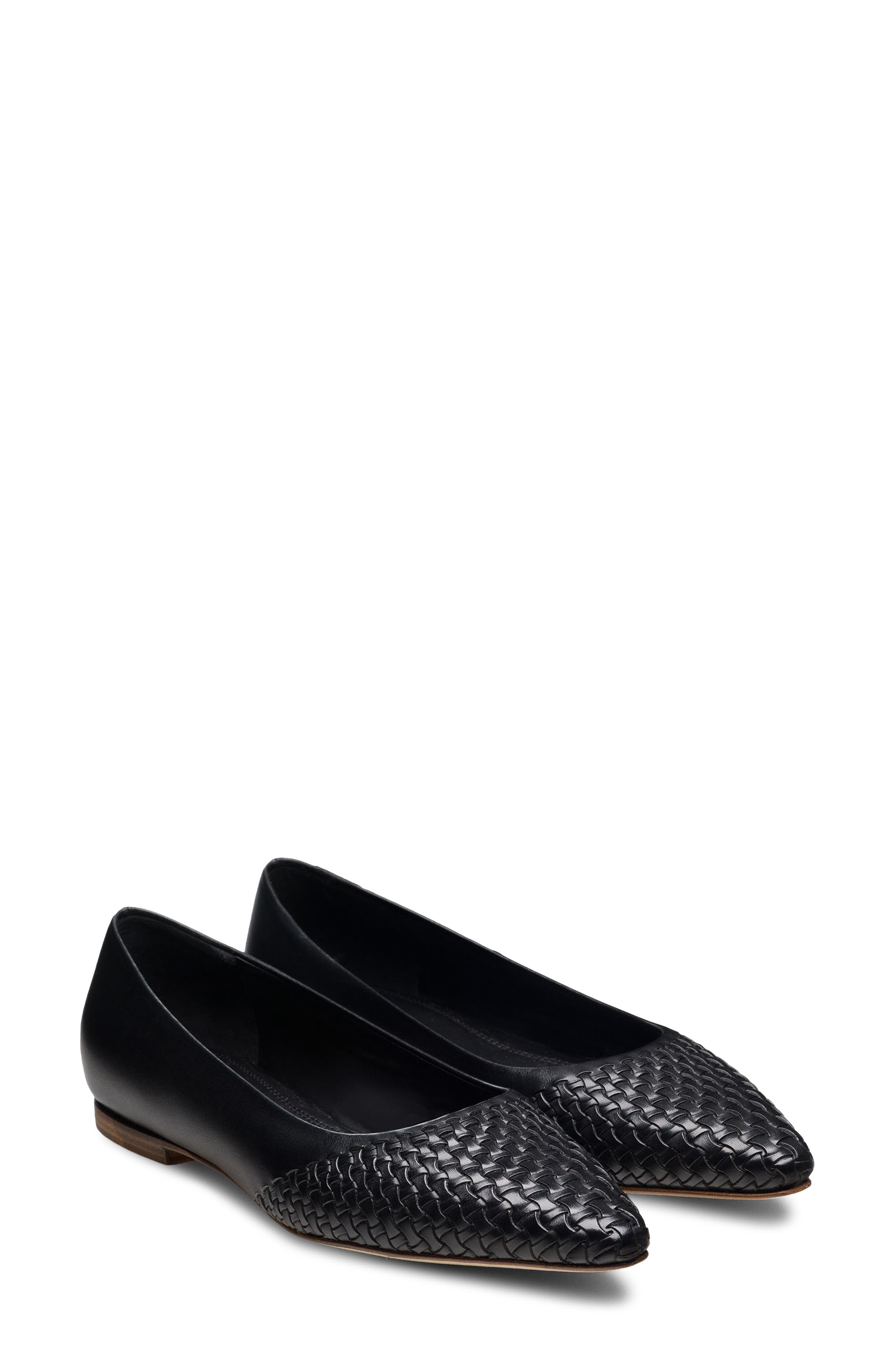 Magnanni Stasia Woven Pointed Toe Flat, Main, color, Black