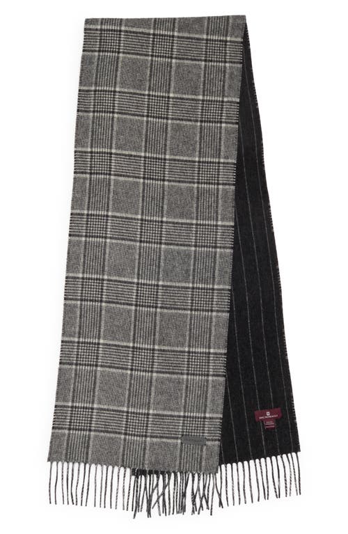 Bruno Magli Silk & Cashmere Double Face Plaid Print Scarf In Gray