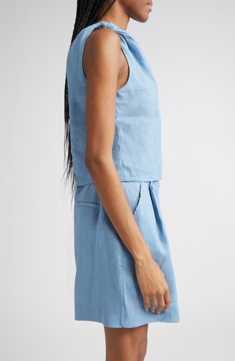 STAUD Boa Twisted Sleeveless Linen Top, Alternate, color, Slate Blue