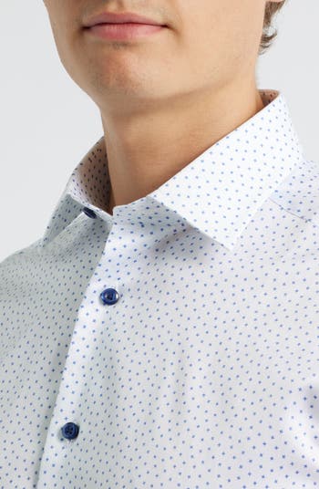 Trim Fit Neat Print Cotton Dress Shirt