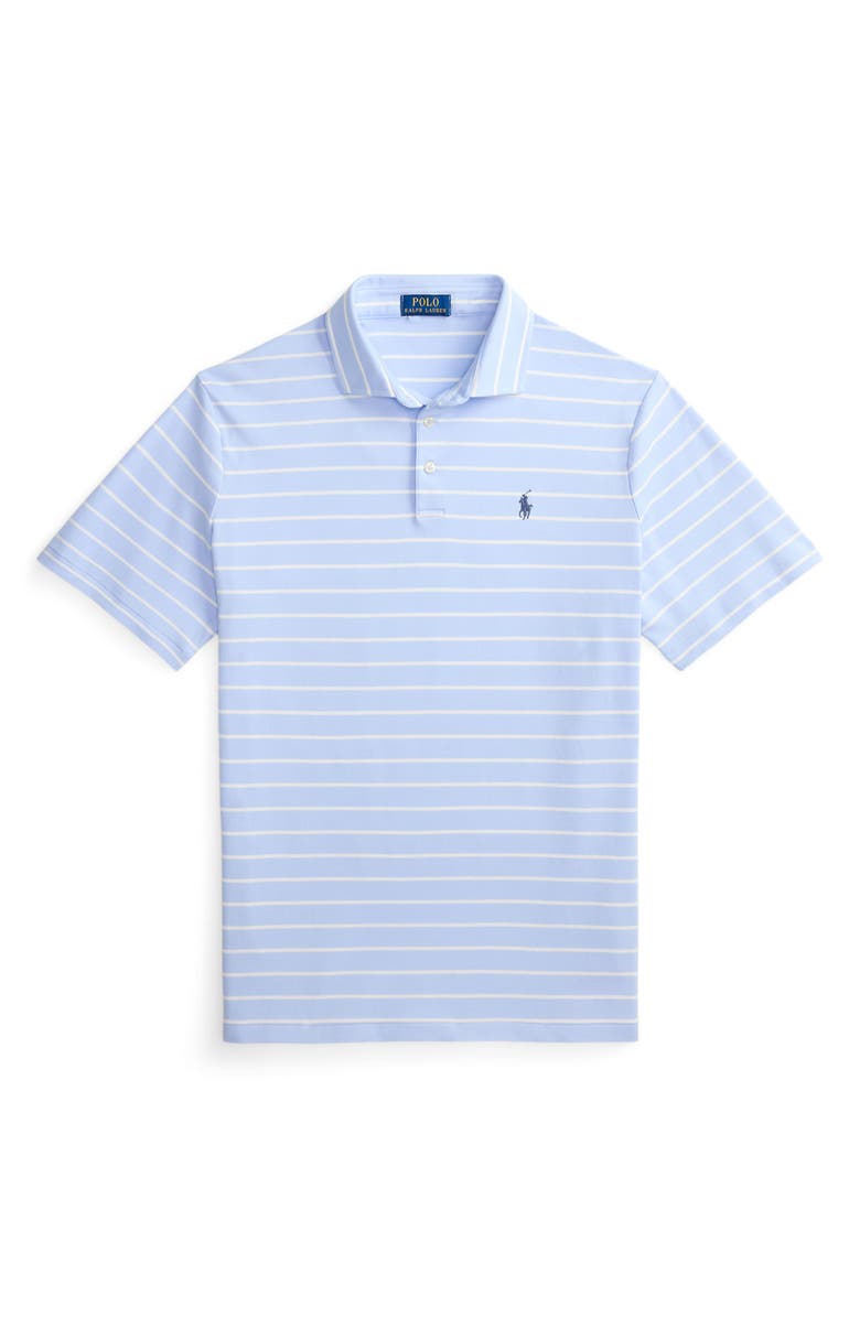 Polo Ralph Lauren Striped Cotton Polo, Alternate, color, Pebble Blue/ White