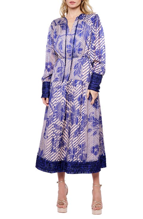 Mindy Scarf Print Midi Dress