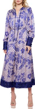 CIEBON Mindy Scarf Print Midi Dress