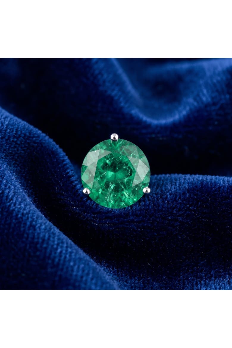 5Ct Round Emerald Studs 9mm Women's 14k Earring 3 Prong Martini Lab Grown, Alternate, color, Yellow Gold