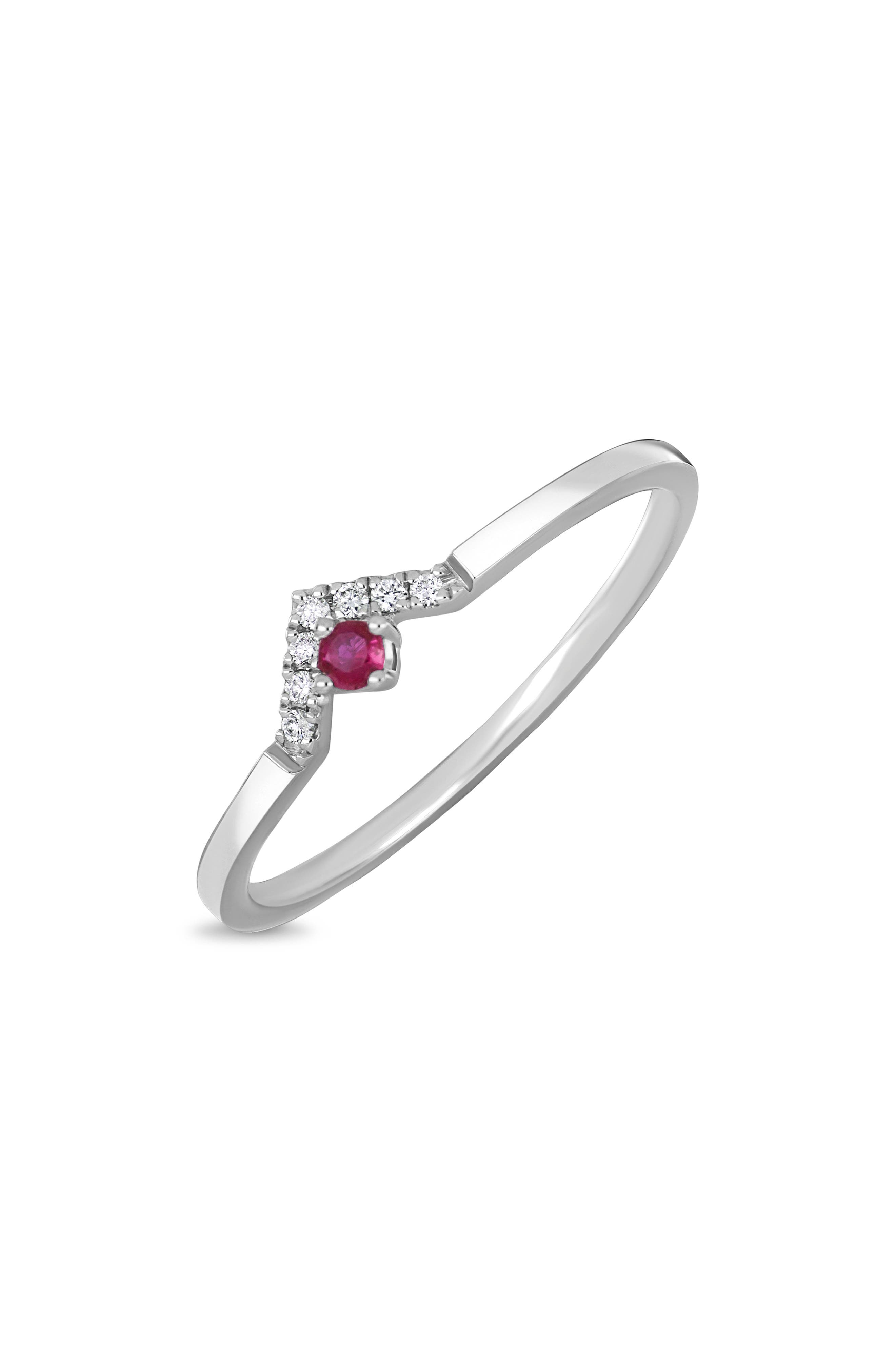 Bony Levy 18K White Gold Ruby & Diamond Stackable Ring