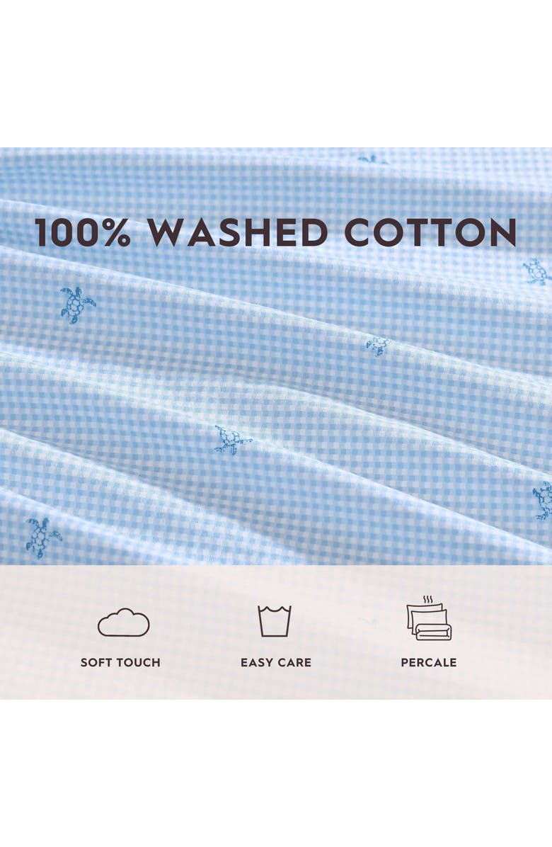 Laura Ashley Turtle Gingham 3-Piece Cotton Sheet Set, Alternate, color, Pastel Blue