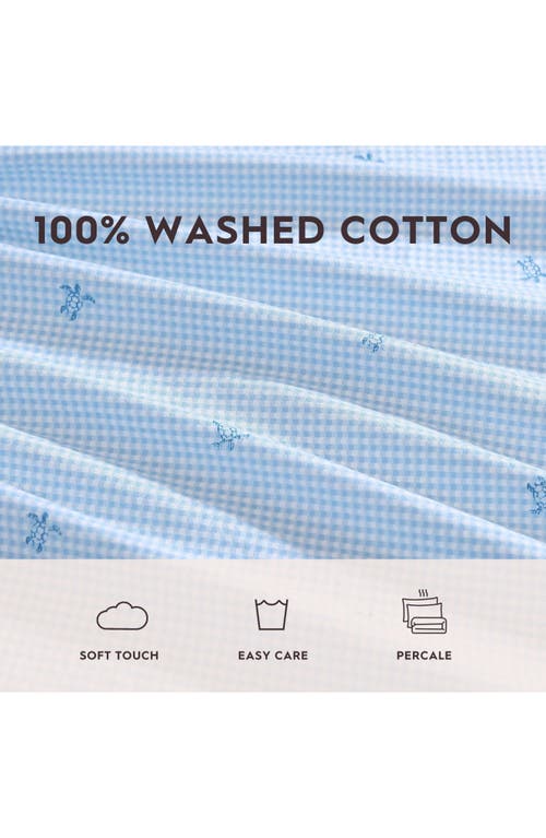 Laura Ashley Turtle Gingham 3-piece Cotton Sheet Set In Pastel Blue