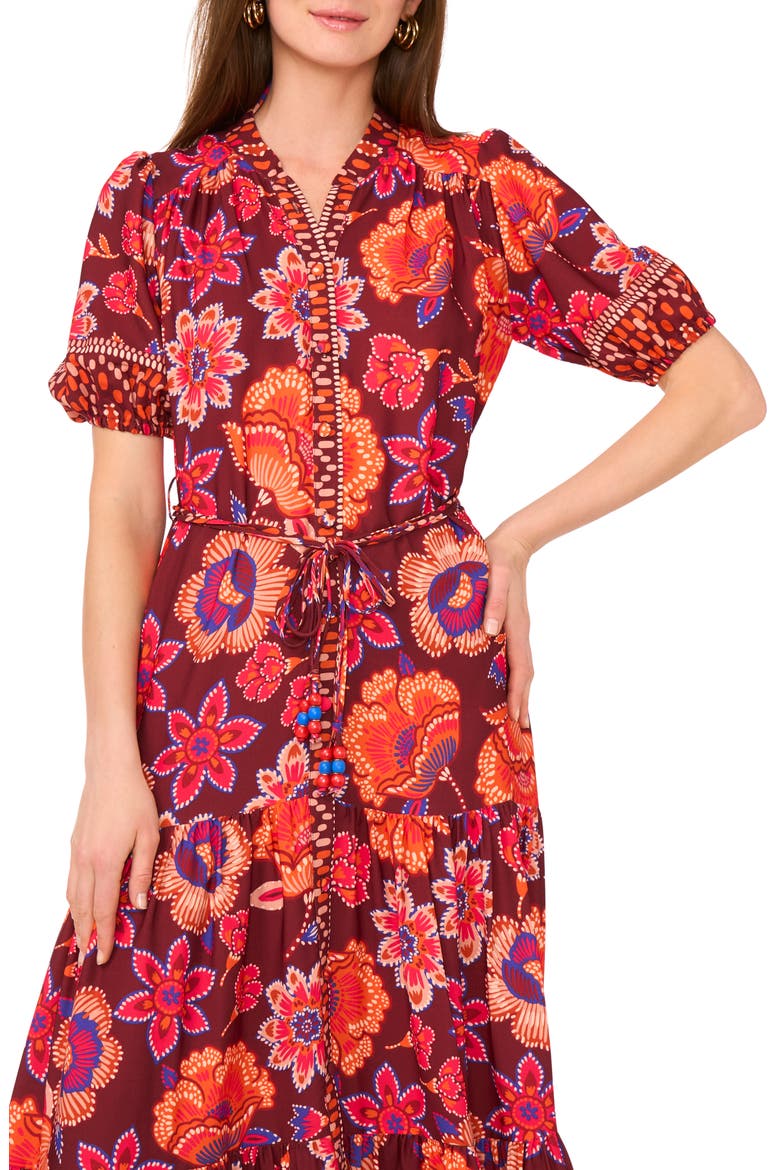 Floral Tiered Maxi Dress, Alternate, color, BROWN MULTI
