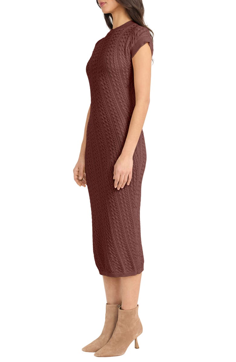 The Good Journey Cap Sleeve Midi Sweater Dress, Alternate, color, Bitter Chocolate