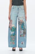 Bayeas Print High Waist Barrel Leg Jeans