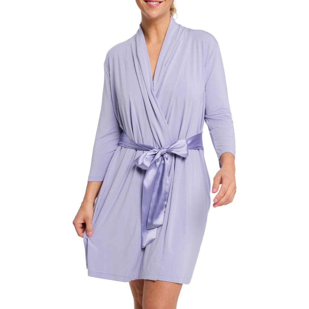 Fleur't Iconic Short Robe In Blue