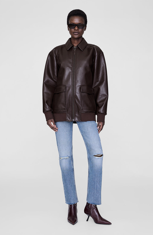 Anine Bing Kelanie Recycled Leather Jacket In Black