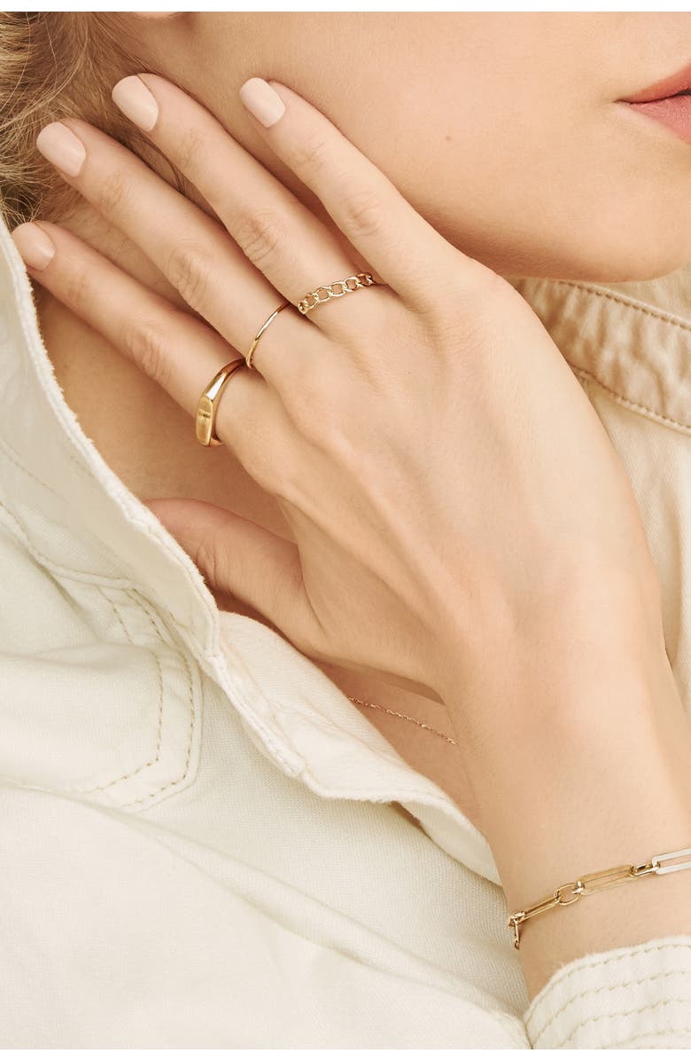 Oradina 14K Yellow Gold Florence Linear Signet Ring, Alternate, color, Yellow Gold