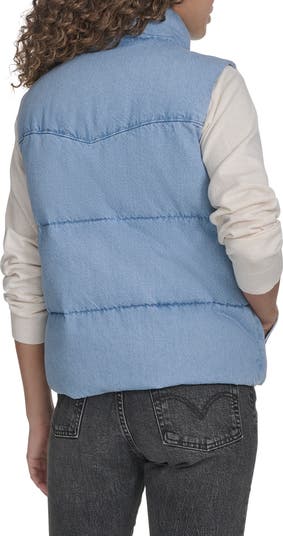 Western Denim Puffer Vest