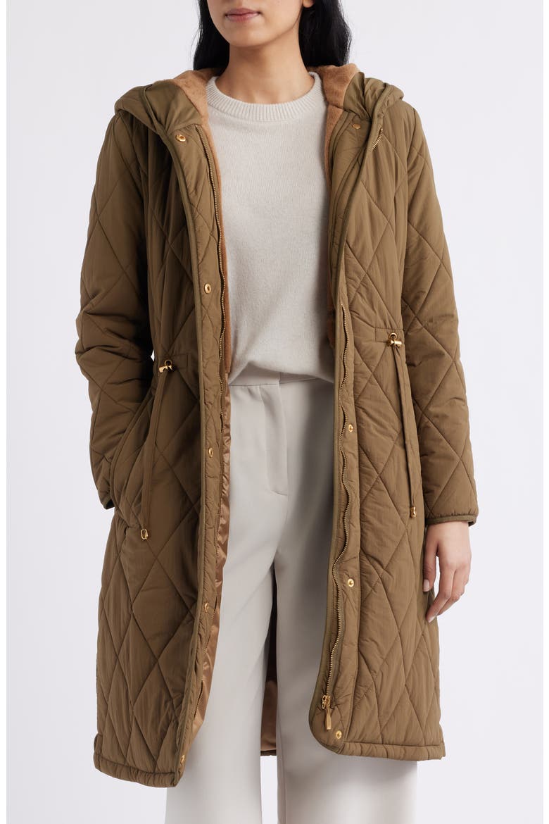 Quilted Hooded Coat, Alternate, color, BEECH
