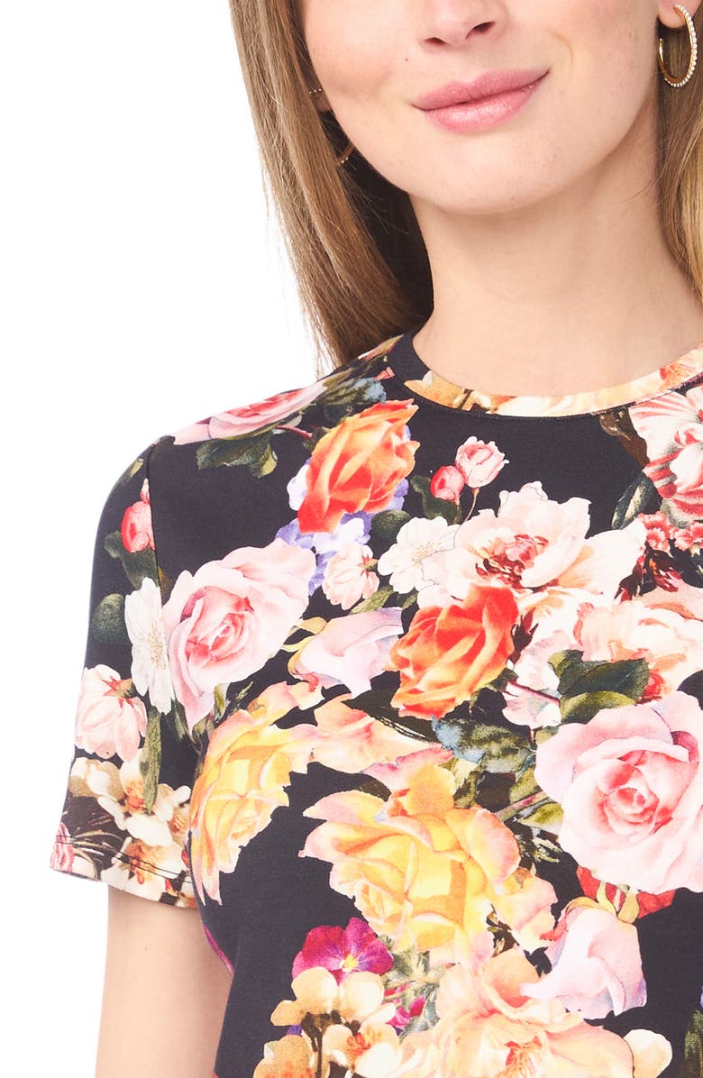 Ted Baker Floral Print T-Shirt, Alternate, color, Rich Black