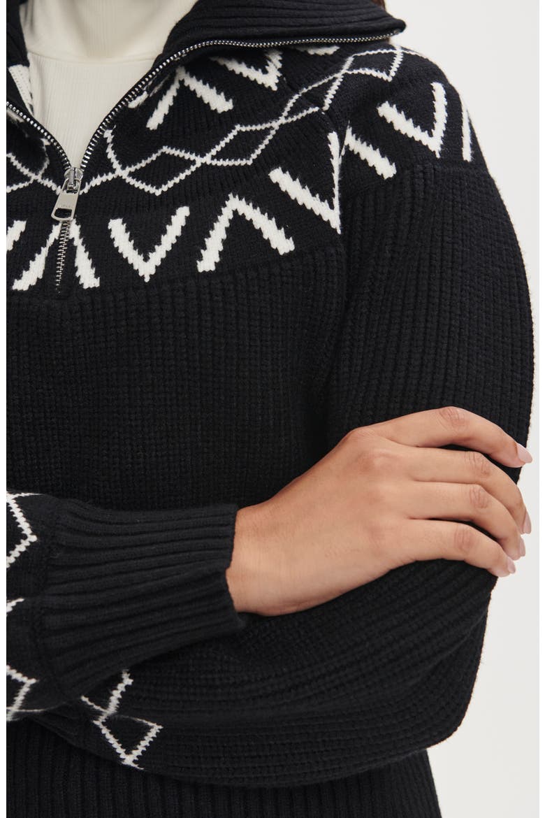 Sigrid Fair Isle Half Zip Sweater, Alternate, color, BLACK