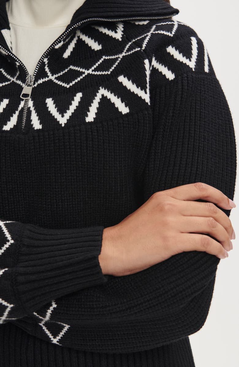 Varley Sigrid Fair Isle Half Zip Sweater, Alternate, color, Black