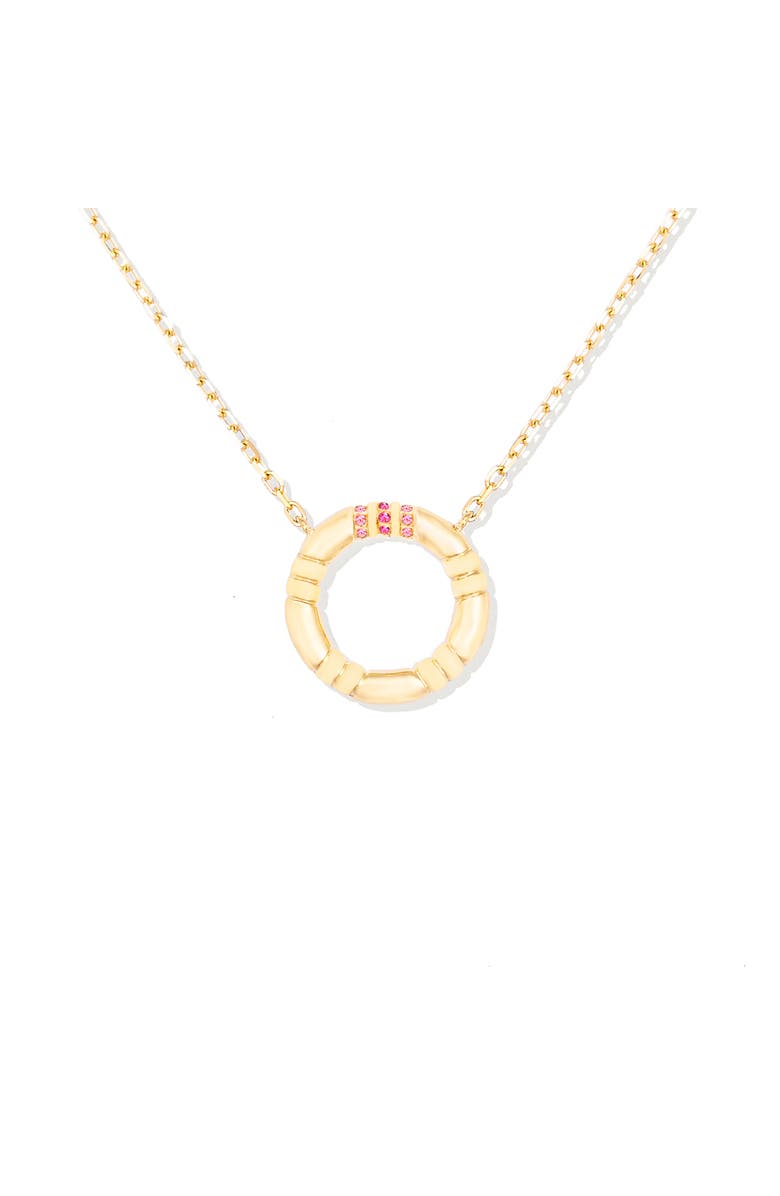 Campbell + Charlotte Crew Small Circle Pendant Necklace - Pink Sapphire & Diamond, Main, color, Diamond, Sapphire- Gold